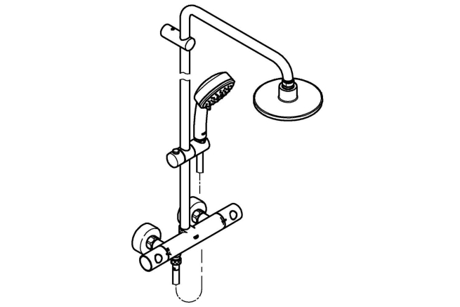 Душевая система с термостатом для настенного монтажа, GROHE Tempesta Cosmopolitan 160, хром, (27922000)