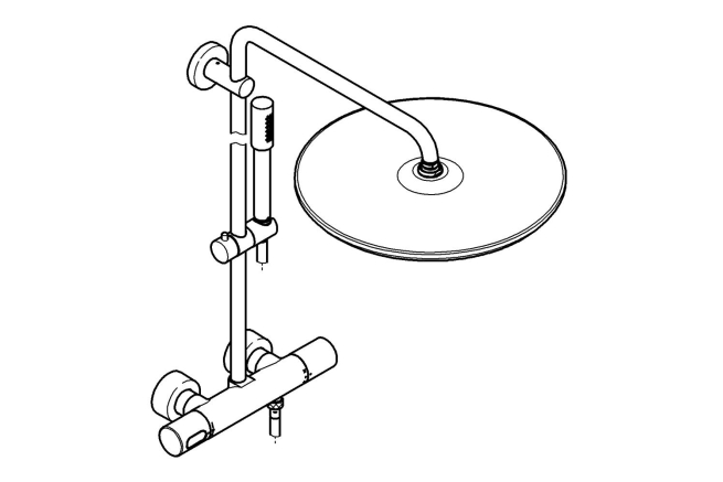 Душевая система с термостатом для настенного монтажа, GROHE Rainshower System 400, хром, (27174001)