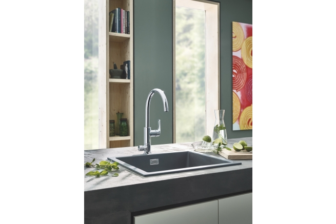 Смеситель для кухонной мойки GROHE Blue Pure Eurosmart с функцией фильтрации, с фильтром в комплекте, хром (30383000)