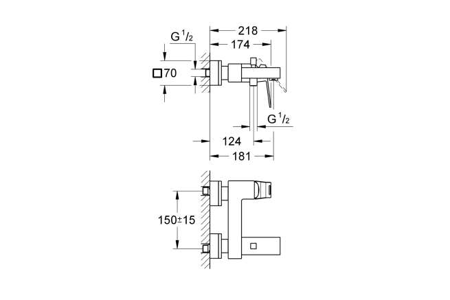 Смеситель для ванны GROHE Eurocube, хром (23140000)