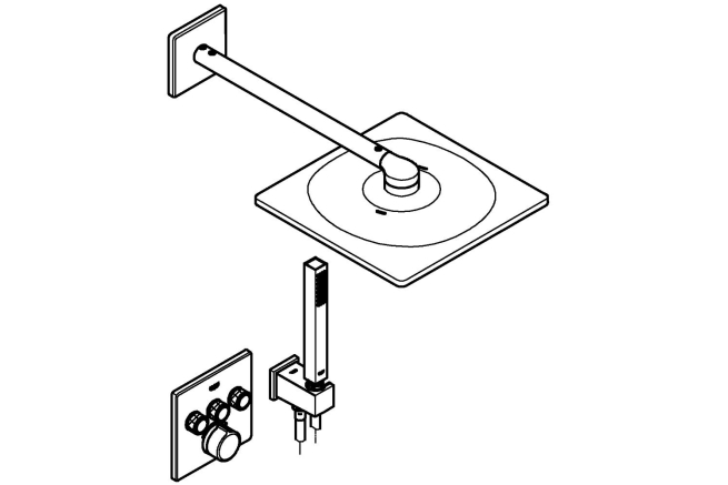 Набор для комплектации душа, GROHE SmartControl, с душевым гарнитуром и верхним душем, хром, (34712000)
