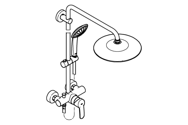 Душевая система с однорычажным смесителем настенного монтажа, GROHE Euphoria System, хром, (27473001)