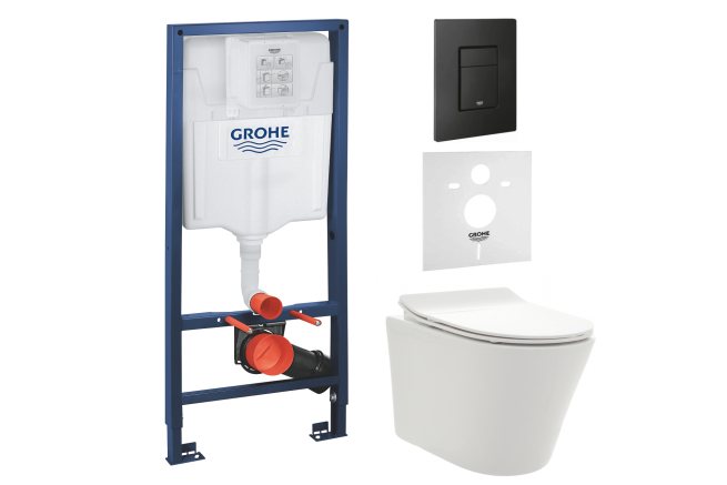 Комплект инсталляции GROHE 38811KF0-B/S с унитазом AQUAme AQM2001 и сиденьем с микролифтом (NW0171/S)