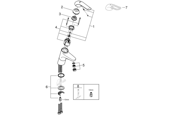 Смеситель для раковины GROHE Euroeco Special, рычаг 120 мм, хром (32765000)