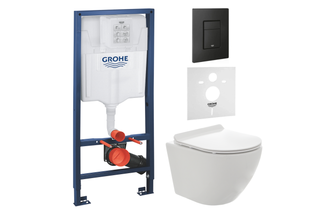 Комплект инсталляции GROHE 38811KF0-B/S с унитазом AQUAme AQM2002 и сиденьем с микролифтом (NW0172/S)