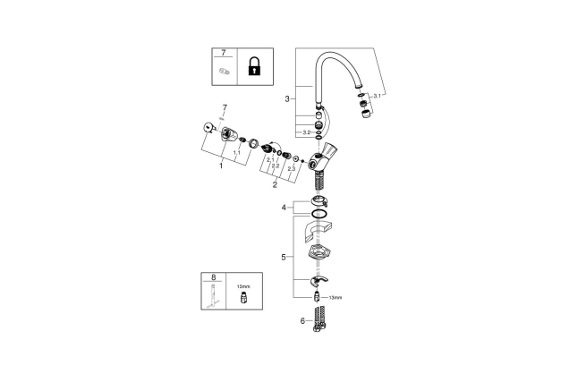 Смеситель для кухонной мойки GROHE Costa L с цепочкой, хром (31812001)