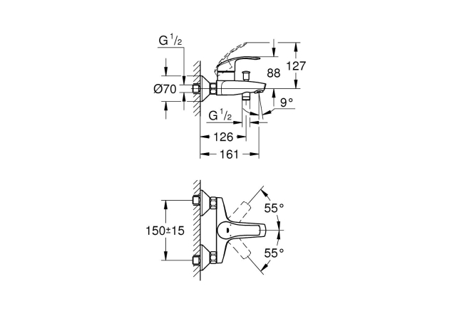 Комплект смесителей GROHE Eurosmart, хром (NB0066)