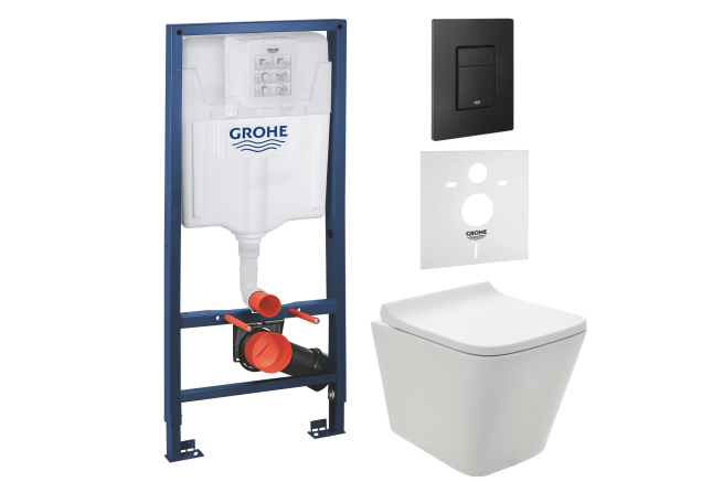 Комплект инсталляции GROHE 38811KF0-B/S с унитазом AQUAme AQM2004 и сиденьем с микролифтом (NW0174/S)