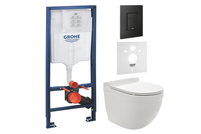 Комплект инсталляции GROHE 38811KF0-B/S с унитазом AQUAme AQM2006 и сиденьем с микролифтом (NW0175/S)