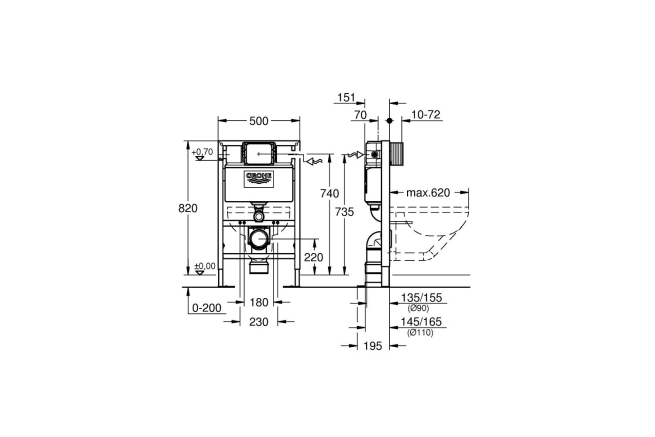 Система инсталляции для унитаза GROHE Rapid SL (0,82 м) (38587000)