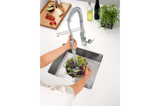 Смеситель для кухонной мойки GROHE Eurocube профессиональный, суперсталь (31395DC0)