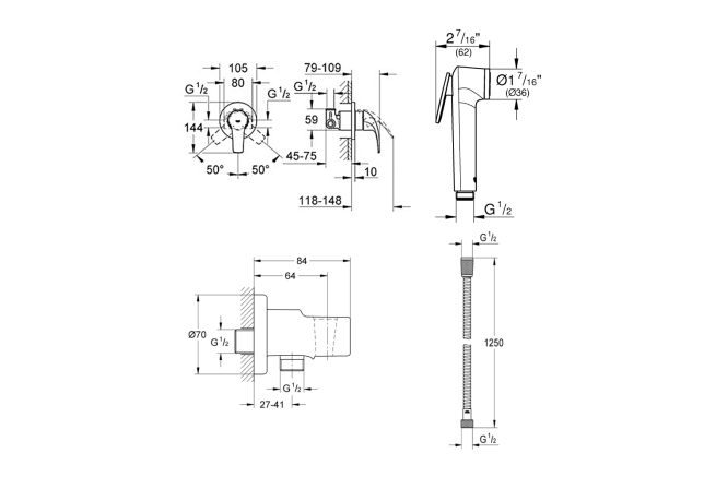 Готовый набор для туалета GROHE Bau Curve (NW0001)