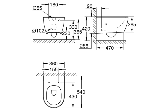 Унитаз подвесной GROHE Essence с сиденьем с микролифтом (NW0123)