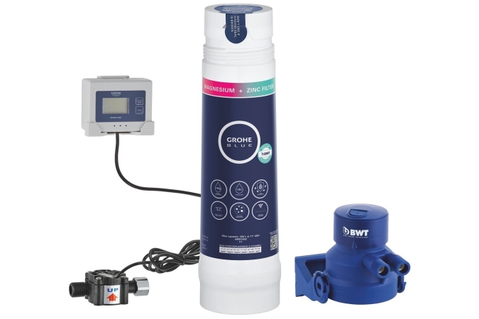 Комплект фильтра для обогащения воды магнием и цинком с головкой и счётчиком воды GROHE Blue (40875000)