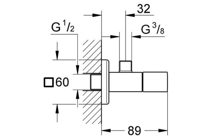 Угловой вентиль GROHE Universal Cube, 1/2"x3/8", СуперСталь (22012DC0)