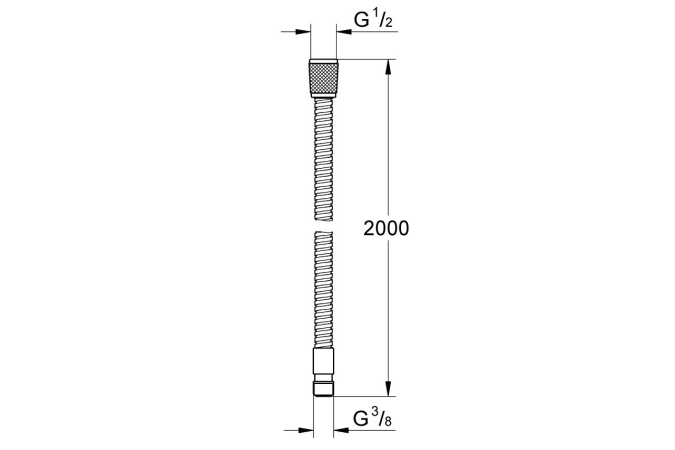Душевой шланг GROHE 2000 мм, металлический, для бортика ванны, хром (28158001)
