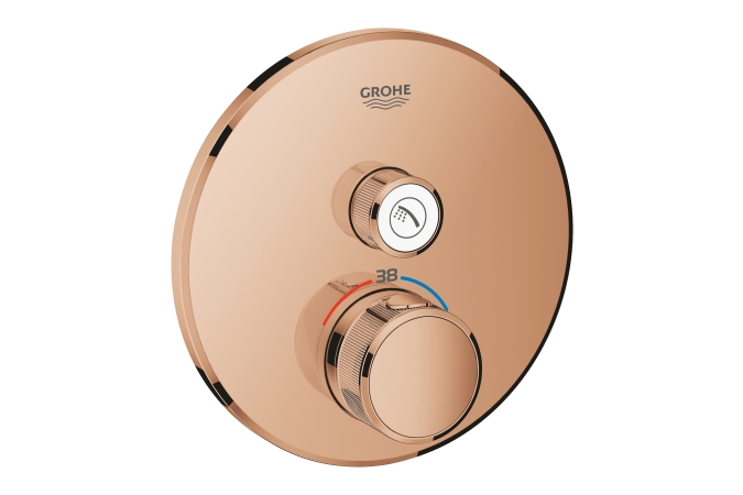Внешняя часть термостата для душа GROHE Grohtherm SmartControl на 1 потребителя, круглая, теплый закат глянец (29118DA0)