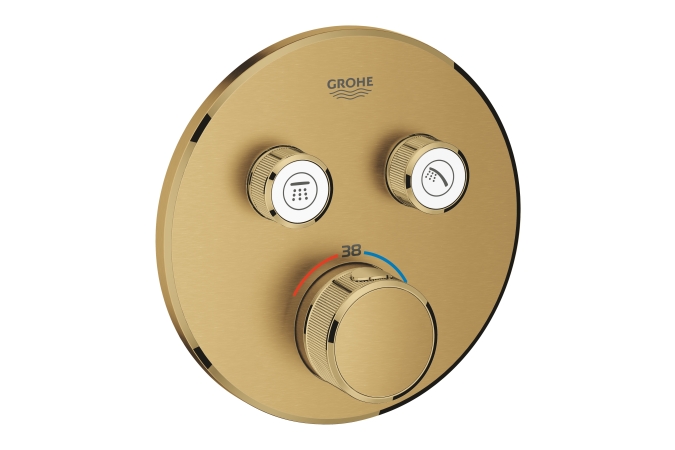 Внешняя часть термостата для ванны и душа GROHE Grohtherm SmartControl на 2 потребителя, круглая, холодный рассвет матовый (29119GN0)