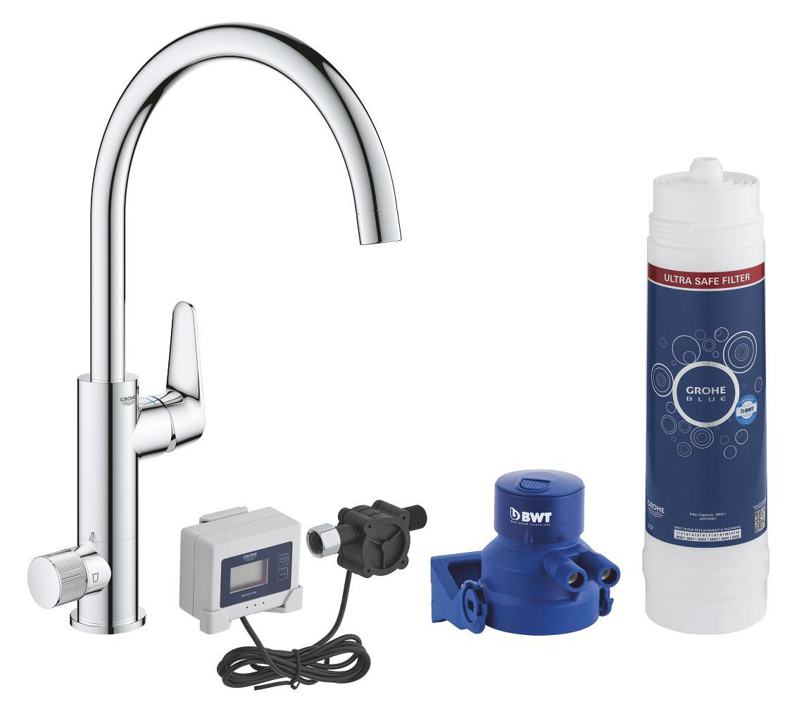 Смеситель для кухни GROHE Blue Pure Eurosmart с функцией фильтрации, с фильтром в комплекте, хром (30386000)