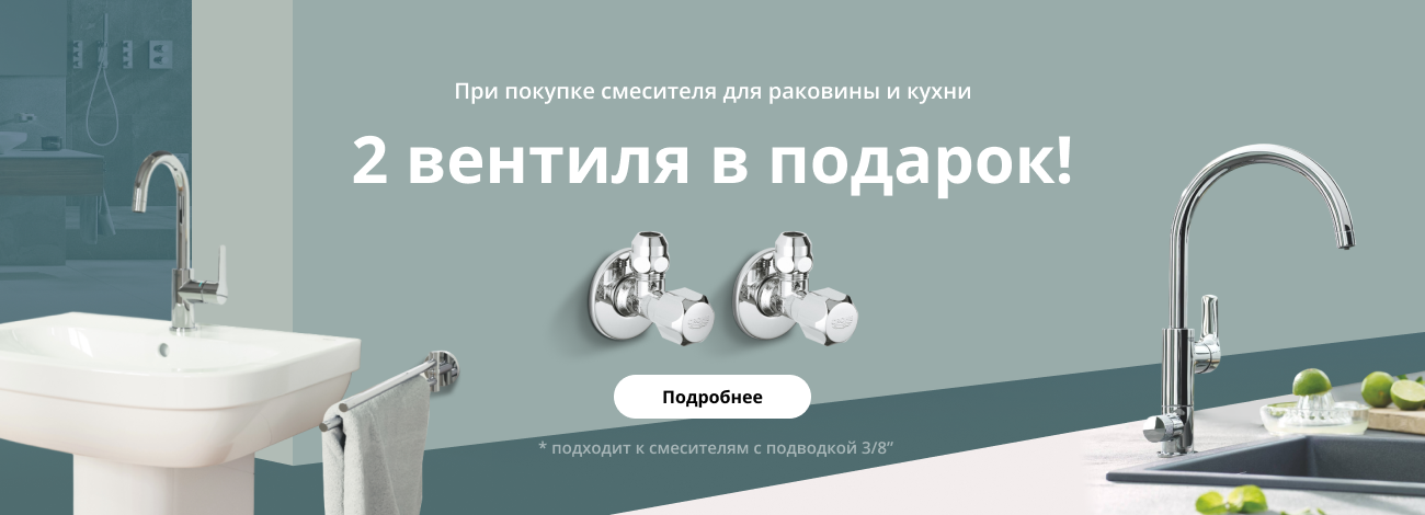 При покупке Смесителя 2 вентиля в подарок!