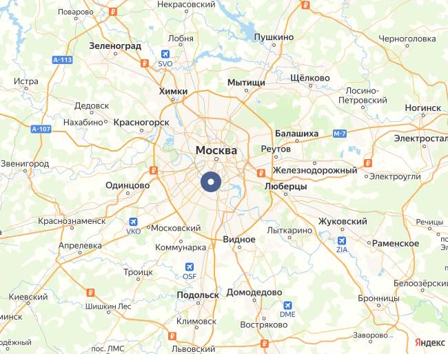 Карта с адресом самовывоза